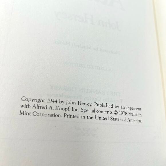 SIGNED A Bell for Adano by John Hersey Leather Patriotism Humanity. - Picture 10 of 14